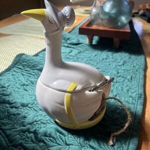 Vtg Porcelain Mother Goose Craft Holder‎ Animal Knitting FF Japan